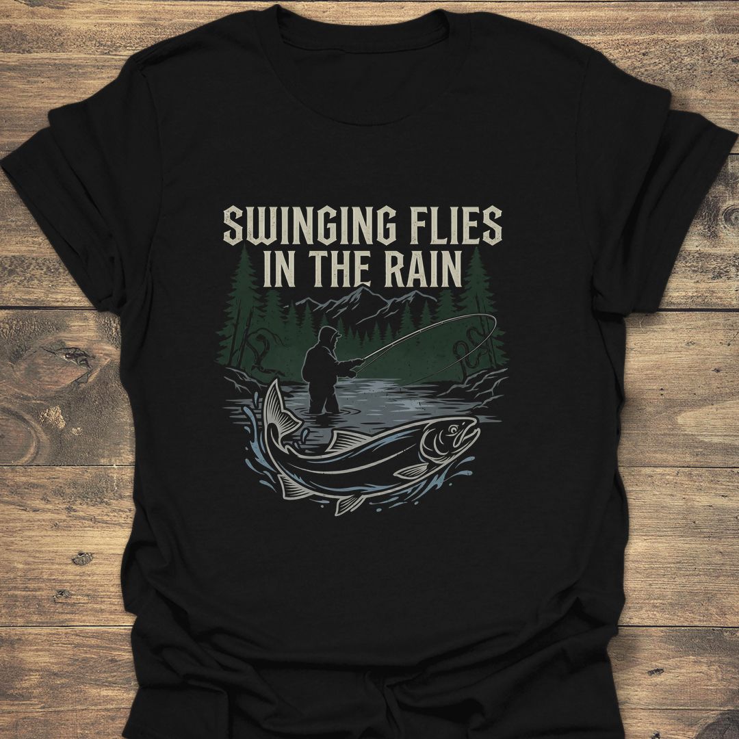 Swinging Flies In The Rain - Black t-shirt