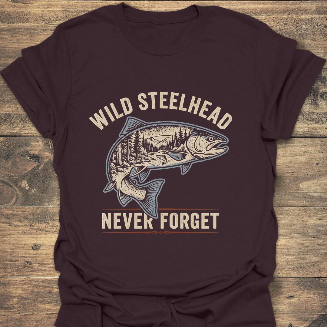 Wild Steelhead Never Forget - Dark Chocolate t-shirt