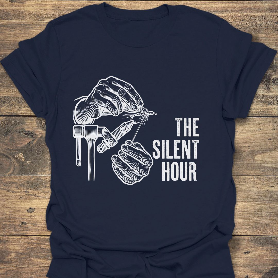 The Silent Hour Fly Tying - Navy t-shirt