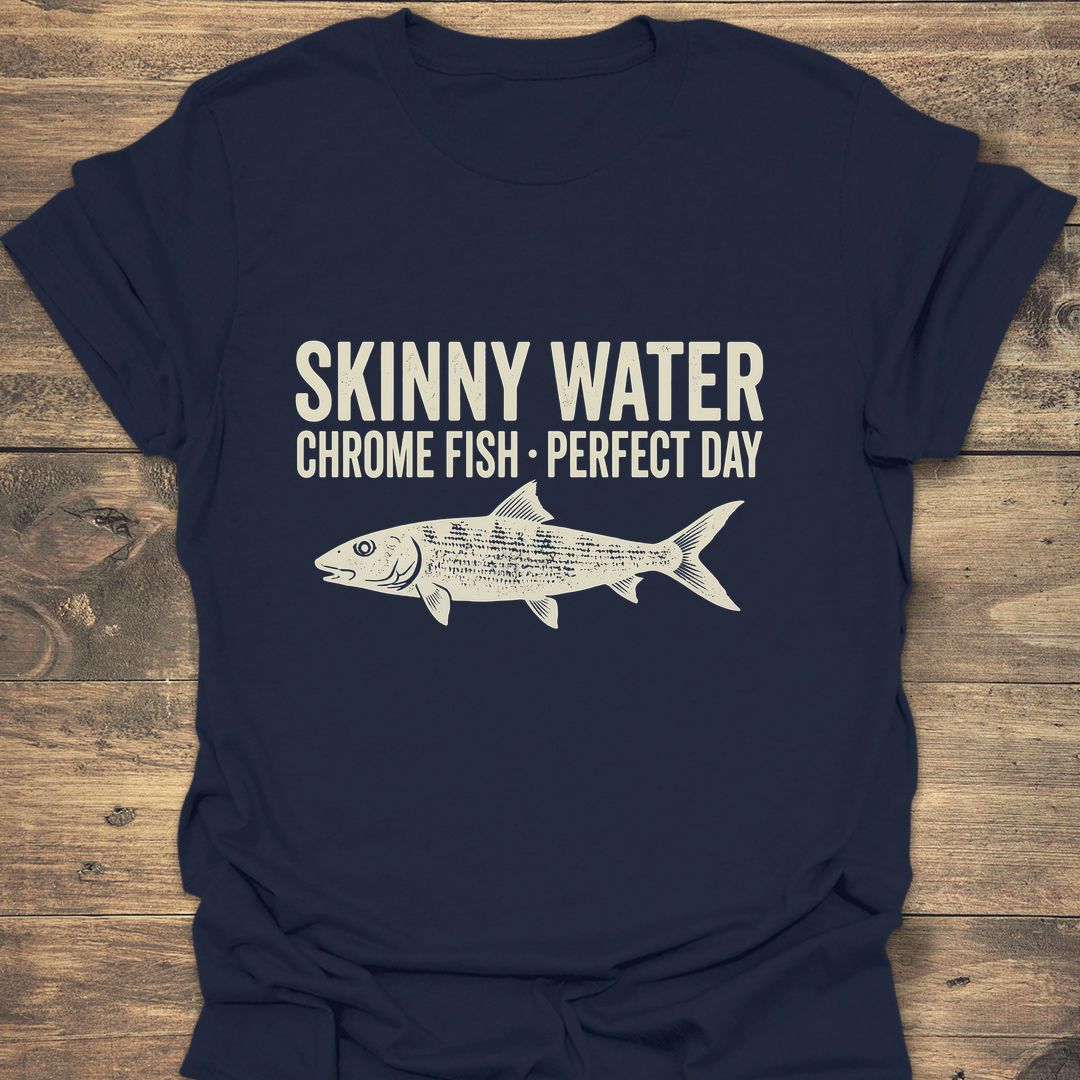 Skinny Water Chrome Fish - Navy t-shirt