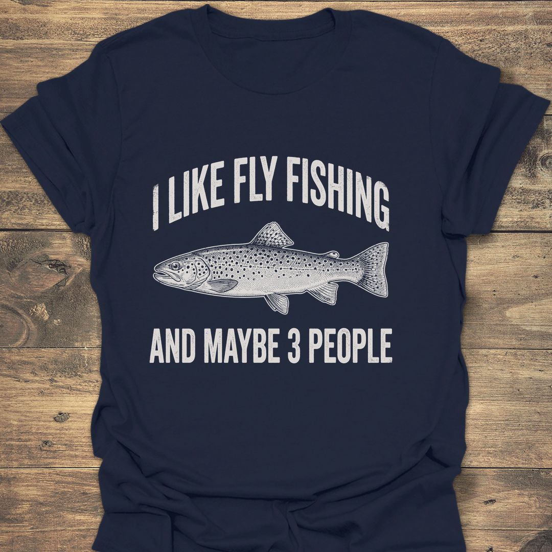 Like Fly Fishing Maybe 3 - Navy t-shirt