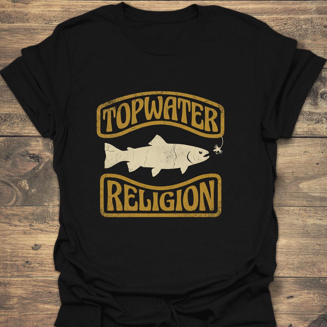 Topwater Religion Dry Fly Trout - Black t-shirt