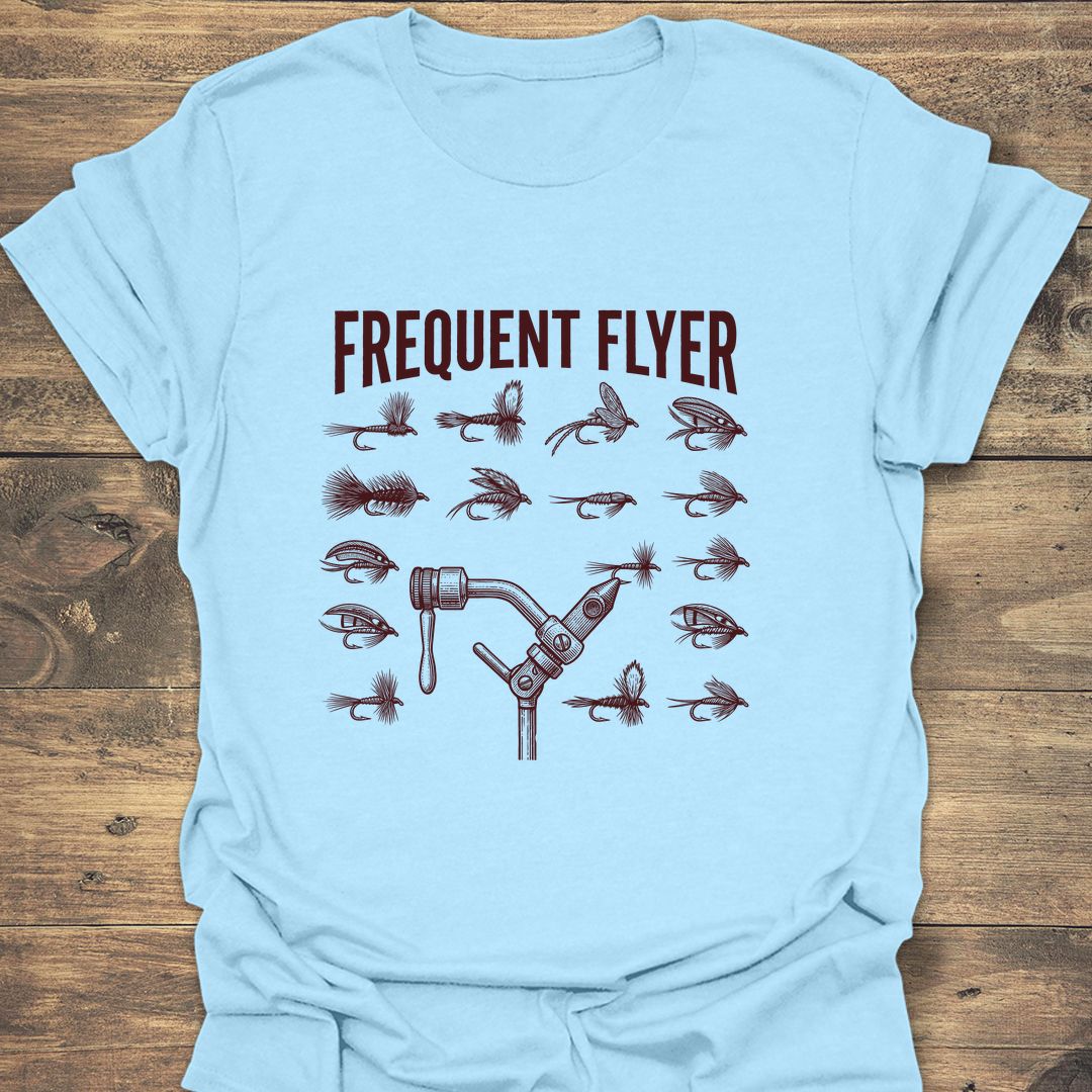 Frequent Flyer Fly Tying - Light Blue t-shirt