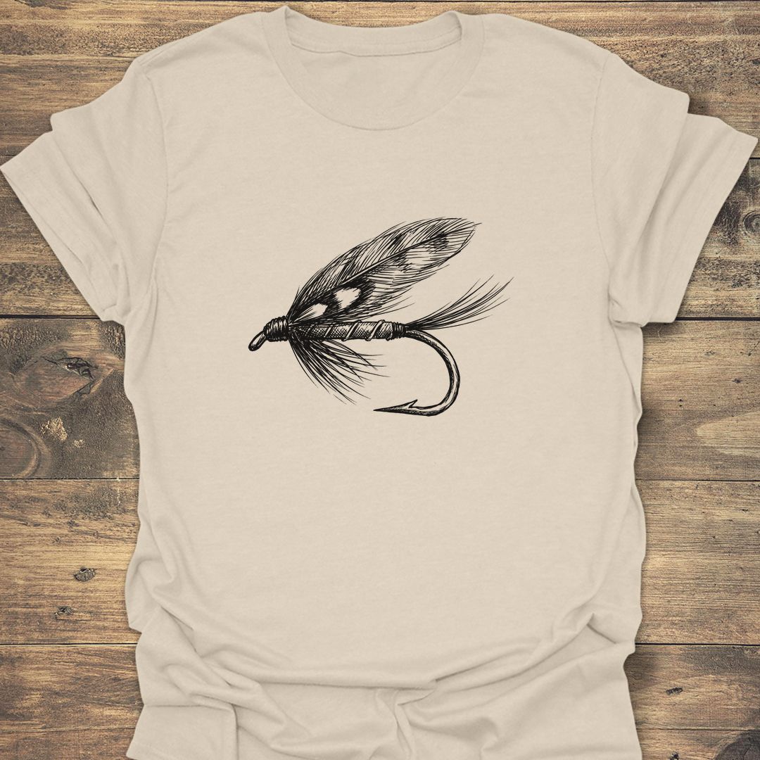 Classic Wet Fly Sketch - Natural t-shirt