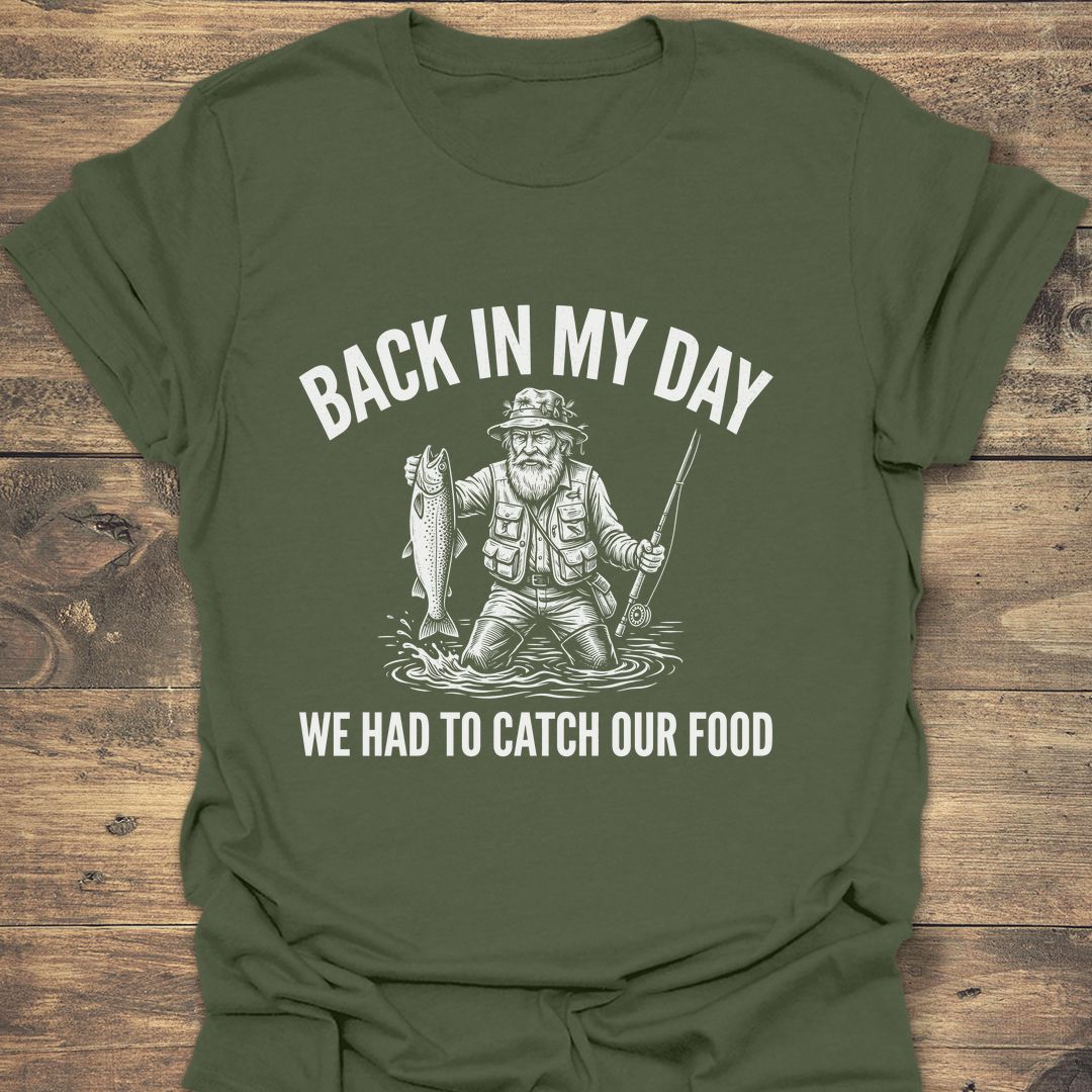 Back In My Day Catch - Military Green t-shirt