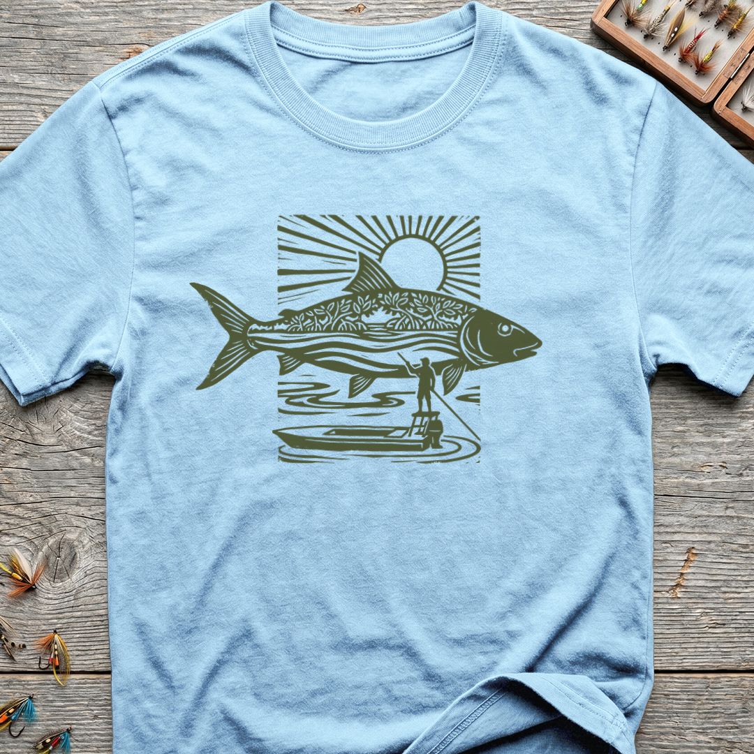 Bonefish Flats Poling Skiff - Light Blue t-shirt
