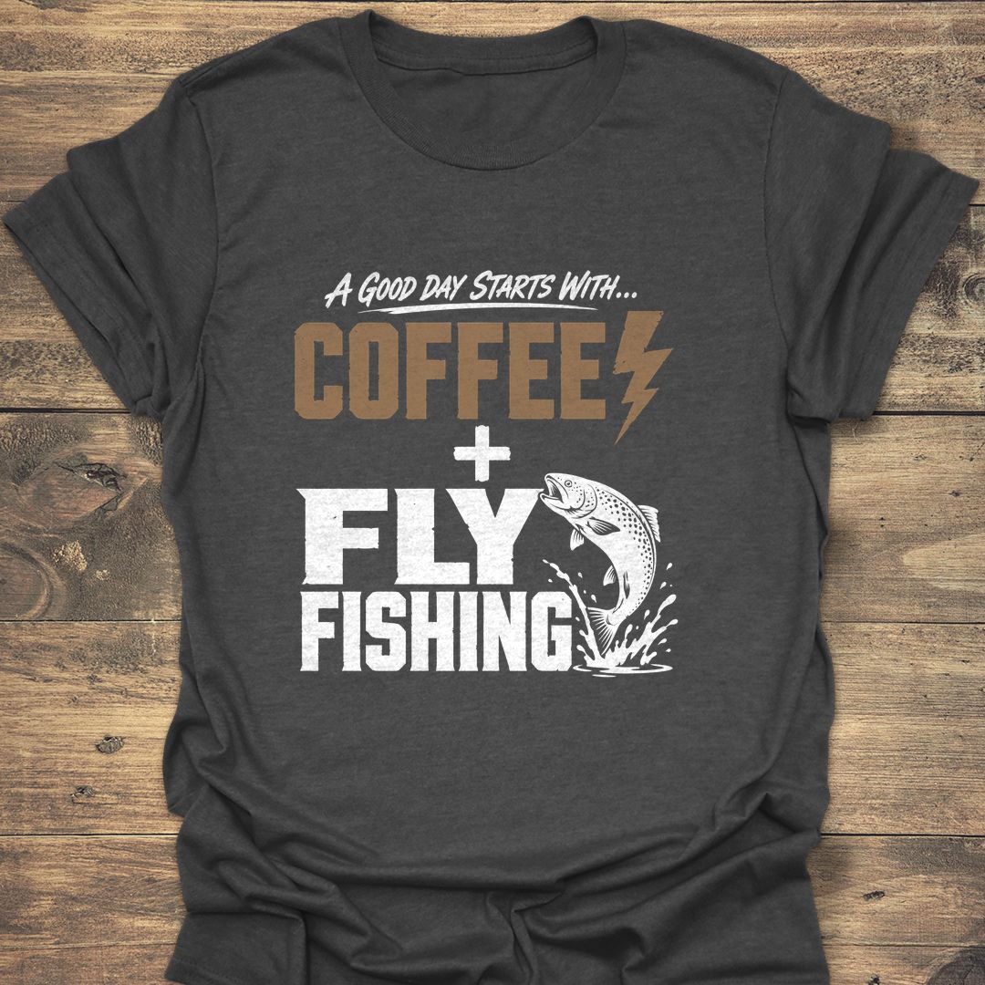 Coffee And Fly Fishing - Dark Heather t-shirt