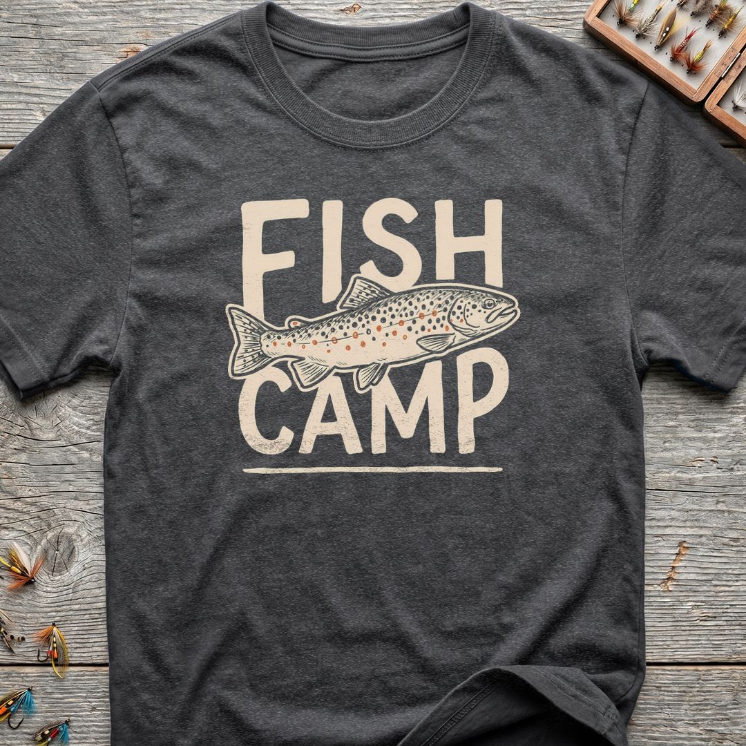 Fish Camp Brown Trout - Dark Heather t-shirt