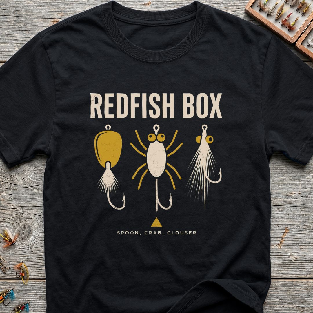 Redfish Box Fly Trio - Black t-shirt