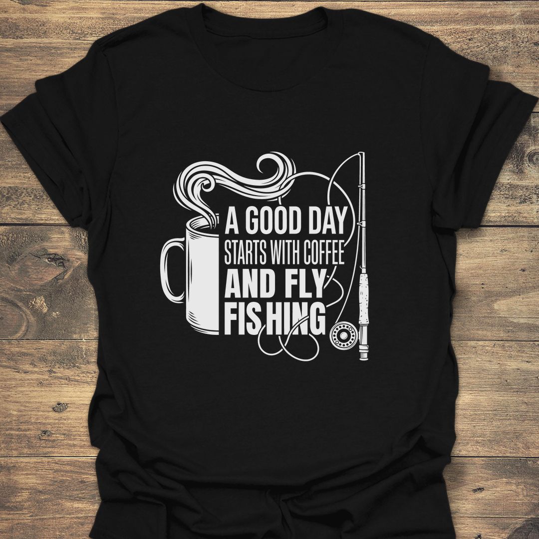 Coffee And Fly Fishing - Black t-shirt