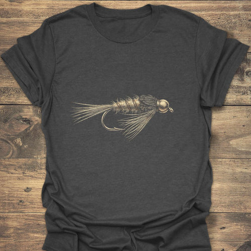 Bead Head Nymph Fly Art - Dark Heather t-shirt