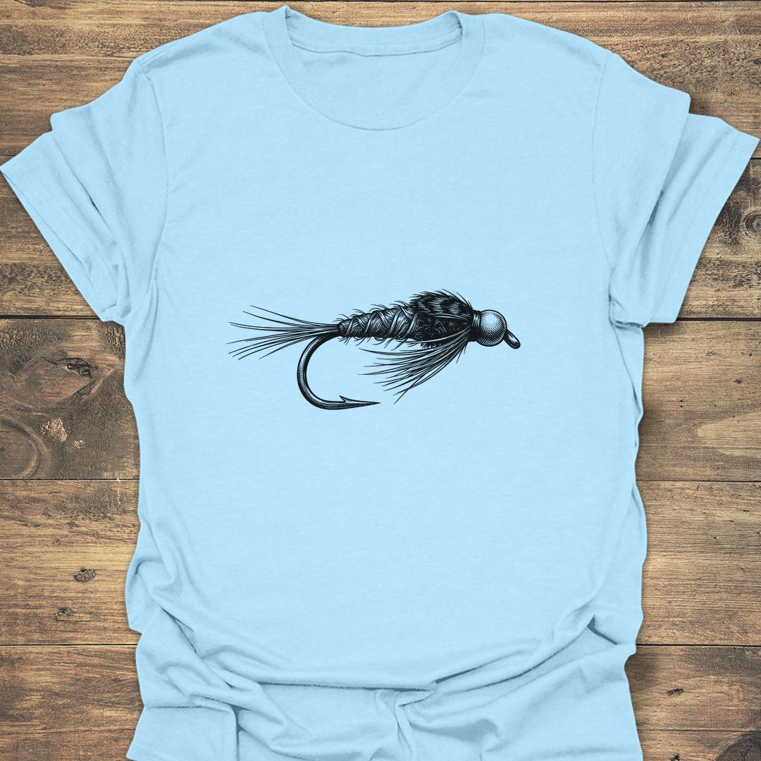 Bead Head Nymph Fly Art - Light Blue t-shirt
