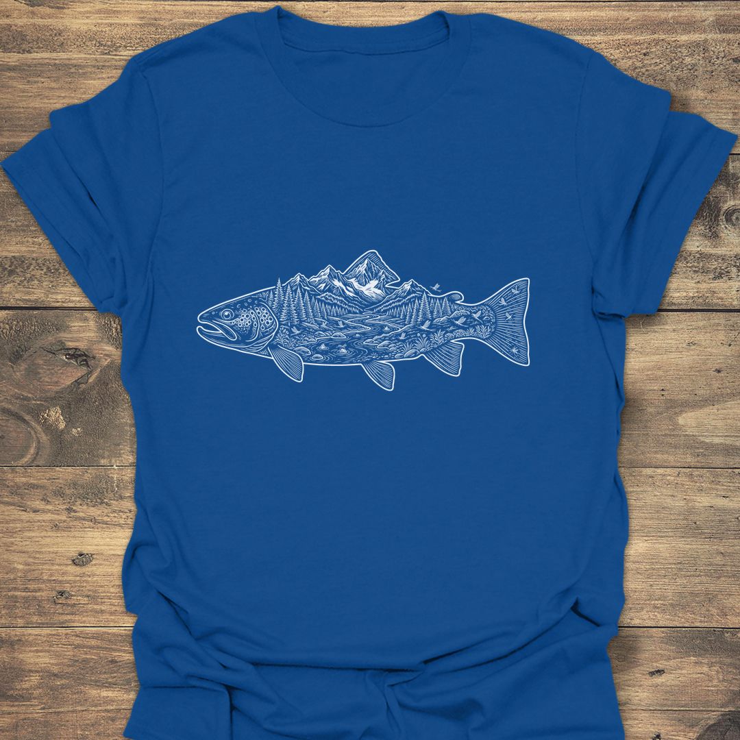 Trout River Valley Scene - Royal t-shirt