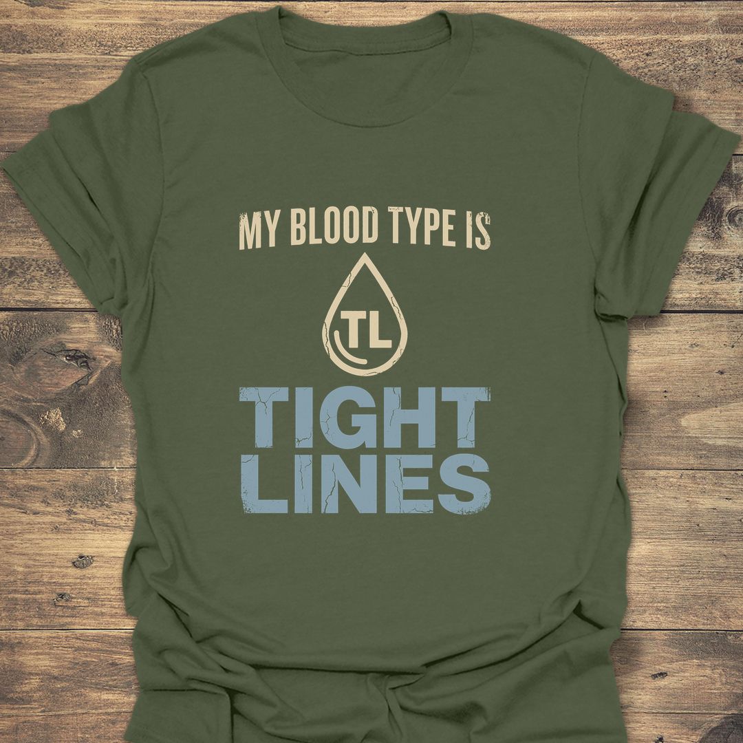 Blood Type Tight Lines - Military Green t-shirt