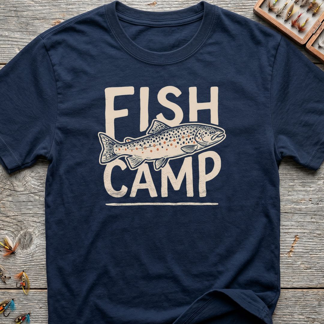 Fish Camp Brown Trout - Navy t-shirt
