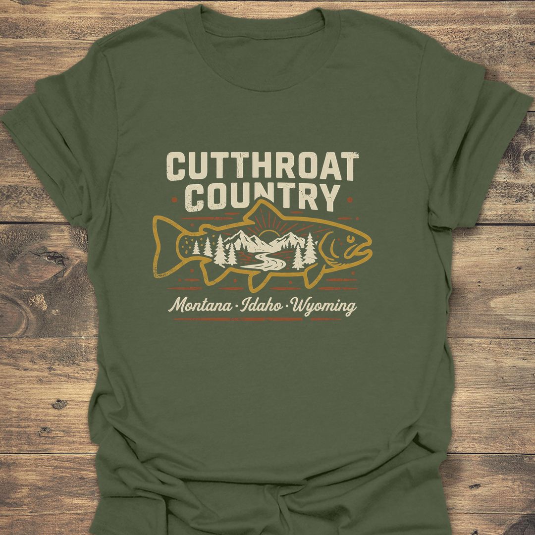Cutthroat Country Trout - Military Green t-shirt