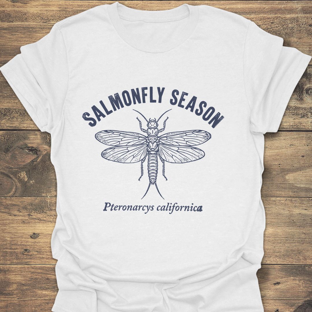 Salmonfly Season - White t-shirt