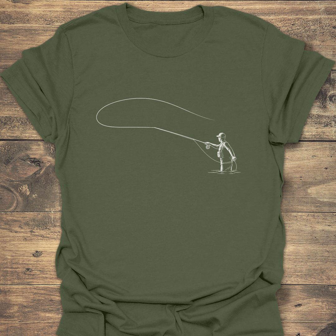 Wading Angler Loop Cast - Military Green t-shirt