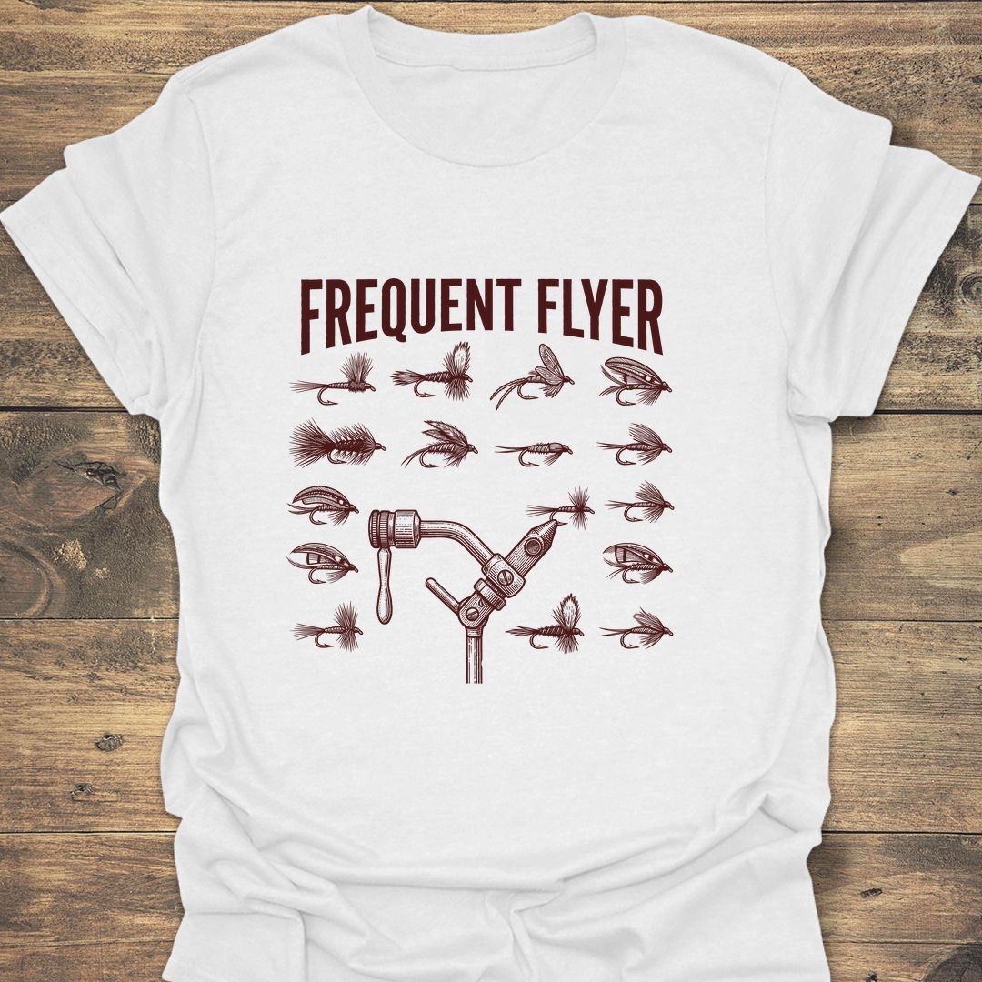 Frequent Flyer Fly Tying - White t-shirt