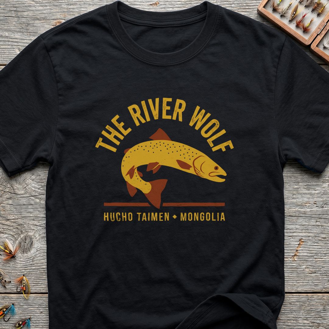 The River Wolf Taimen - Black t-shirt