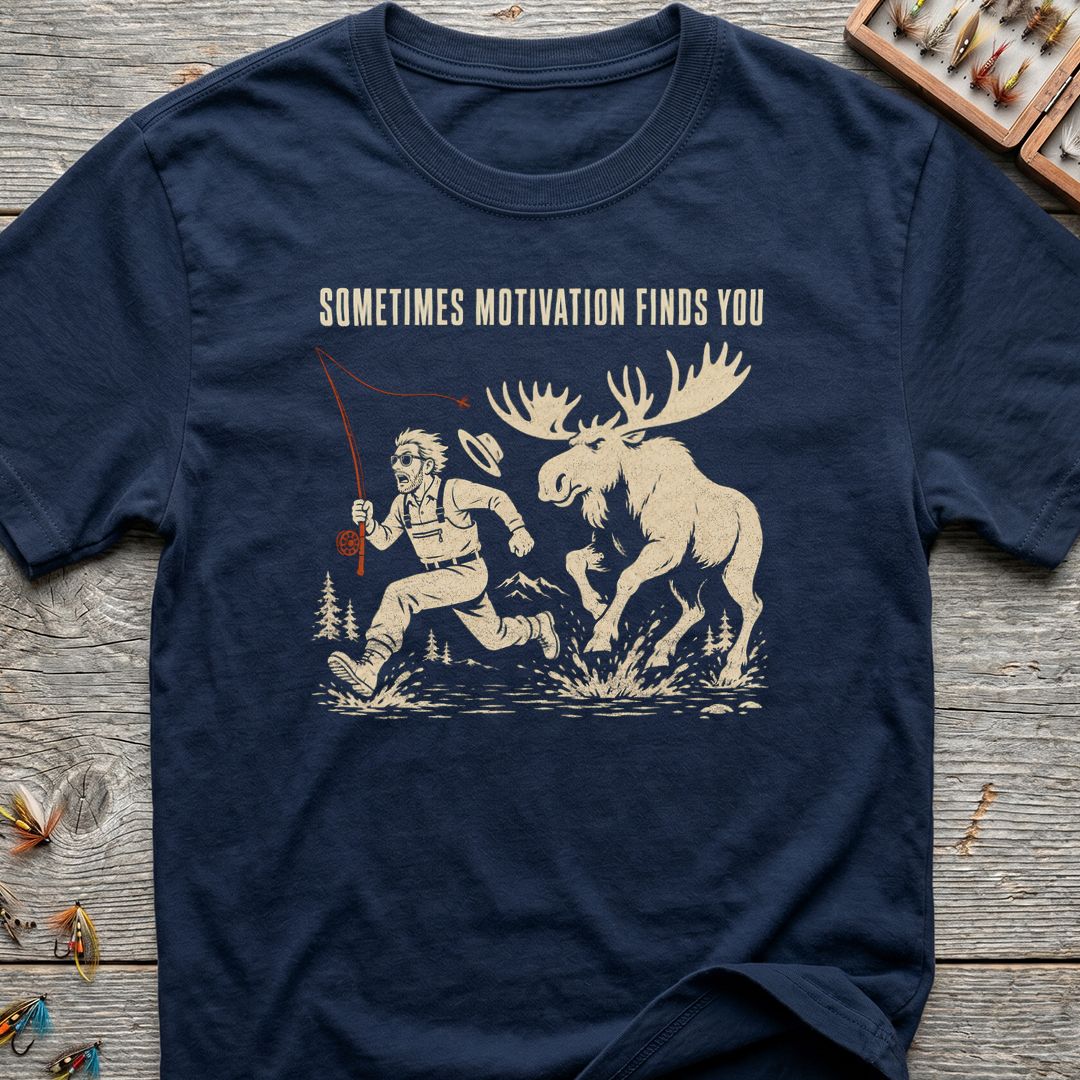 Sometimes Motivation Finds You - Navy t-shirt