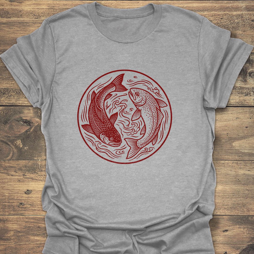Twin Trout Yin Yang - Sport Grey t-shirt