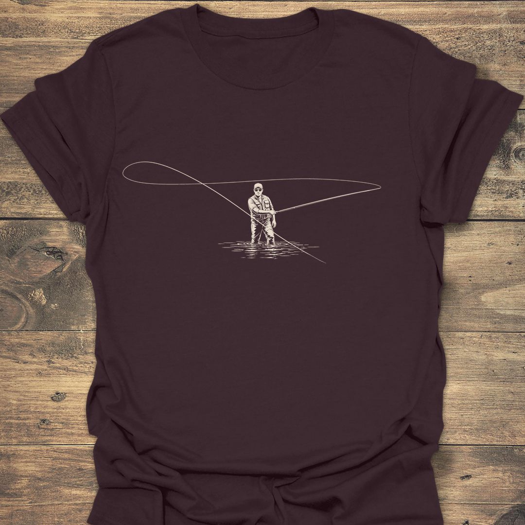 Wading Angler Loop Cast - Dark Chocolate t-shirt