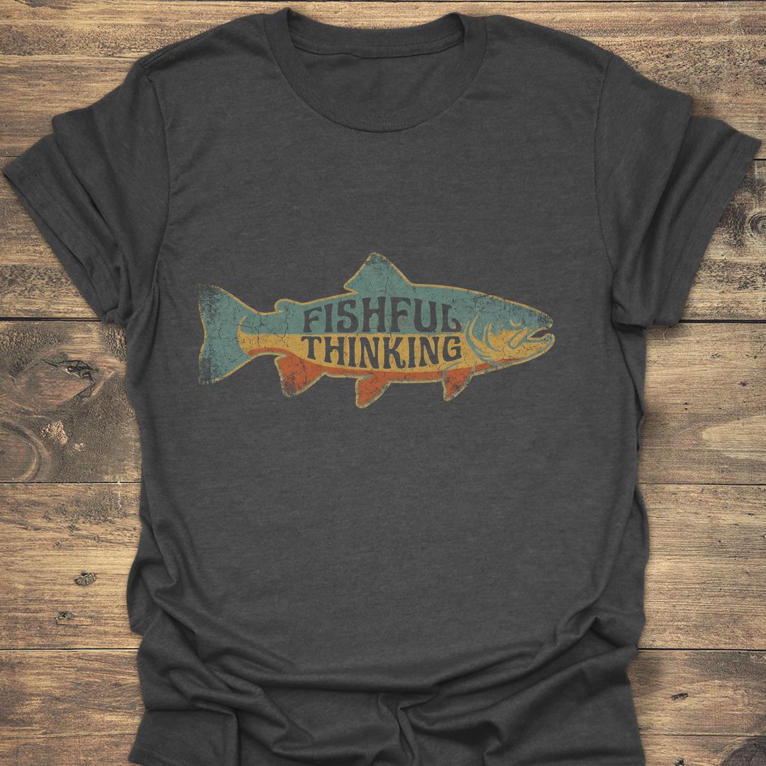 Fishfull Thinking Trout Design - Dark Heather t-shirt
