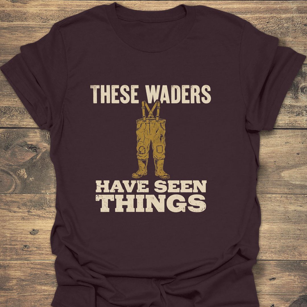 These Waders Have Seen Things - Dark Chocolate t-shirt