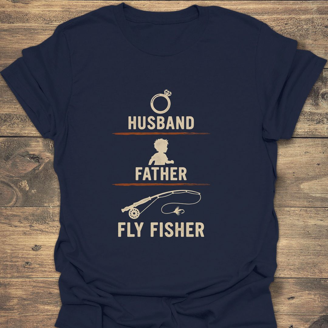 Husband Father Fly Fisher - Navy t-shirt