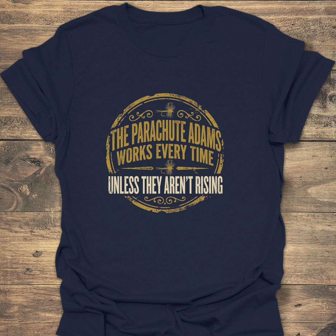 Parachute Adams Works Every Time - Navy t-shirt