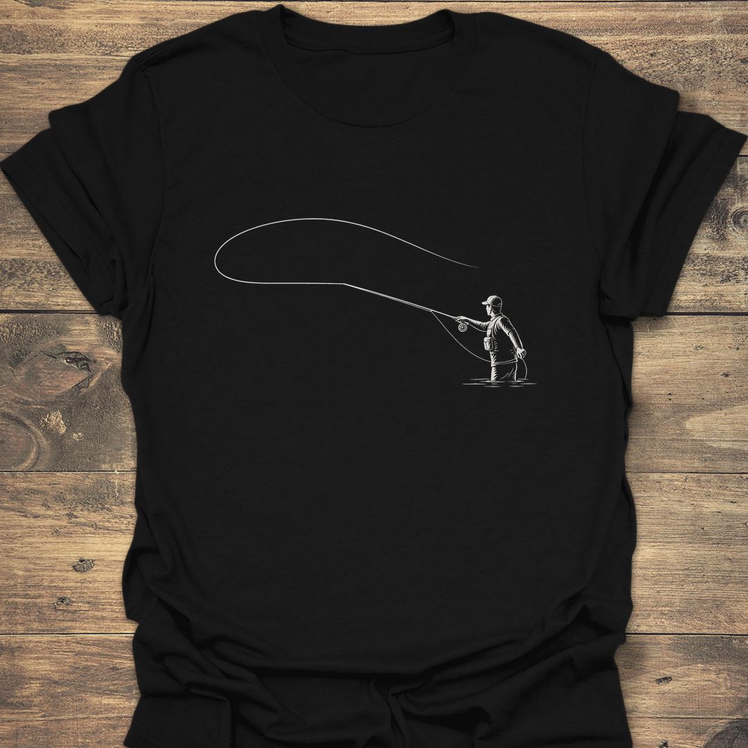 Wading Angler Loop Cast - Black t-shirt