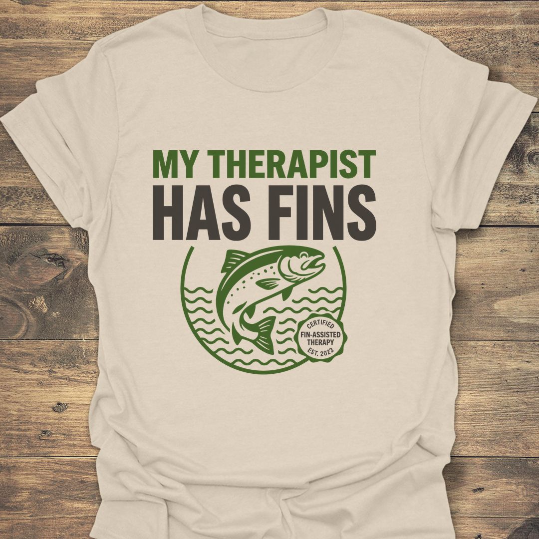 My Therapist Has Fins - Natural t-shirt