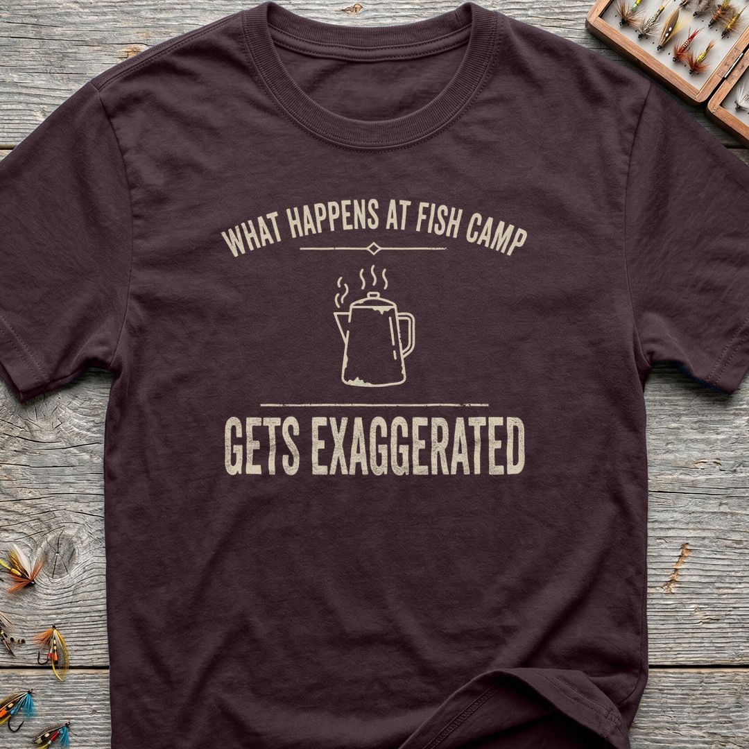 What Happens At Fish Camp - Dark Chocolate t-shirt
