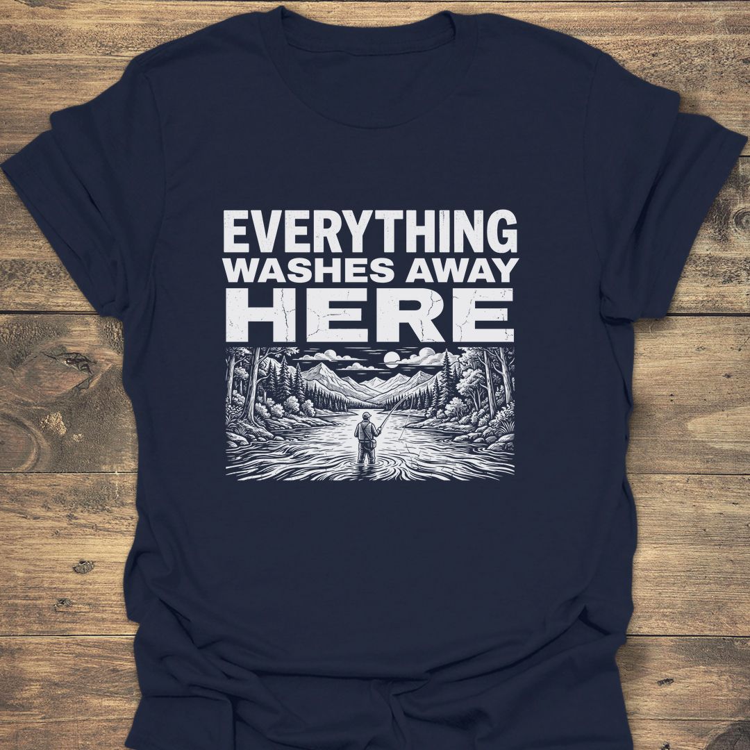 Everything Washes Away Here - Navy t-shirt