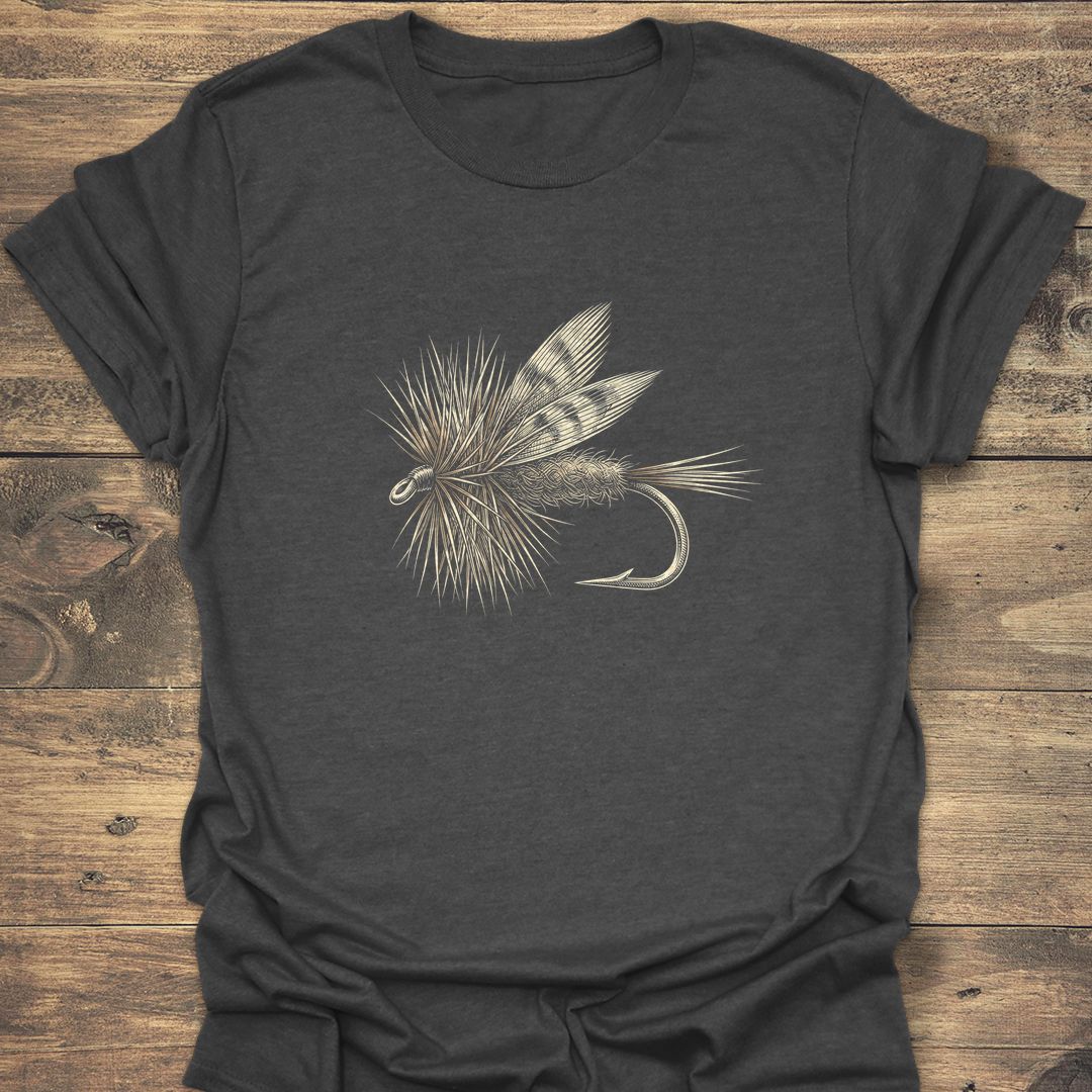 Classic Dry Fly Illustration - Dark Heather t-shirt