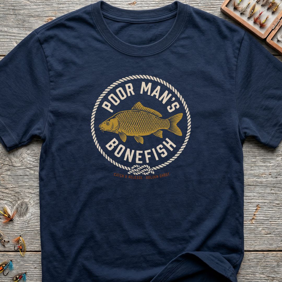 Poor Man's Bonefish Carp - Navy t-shirt
