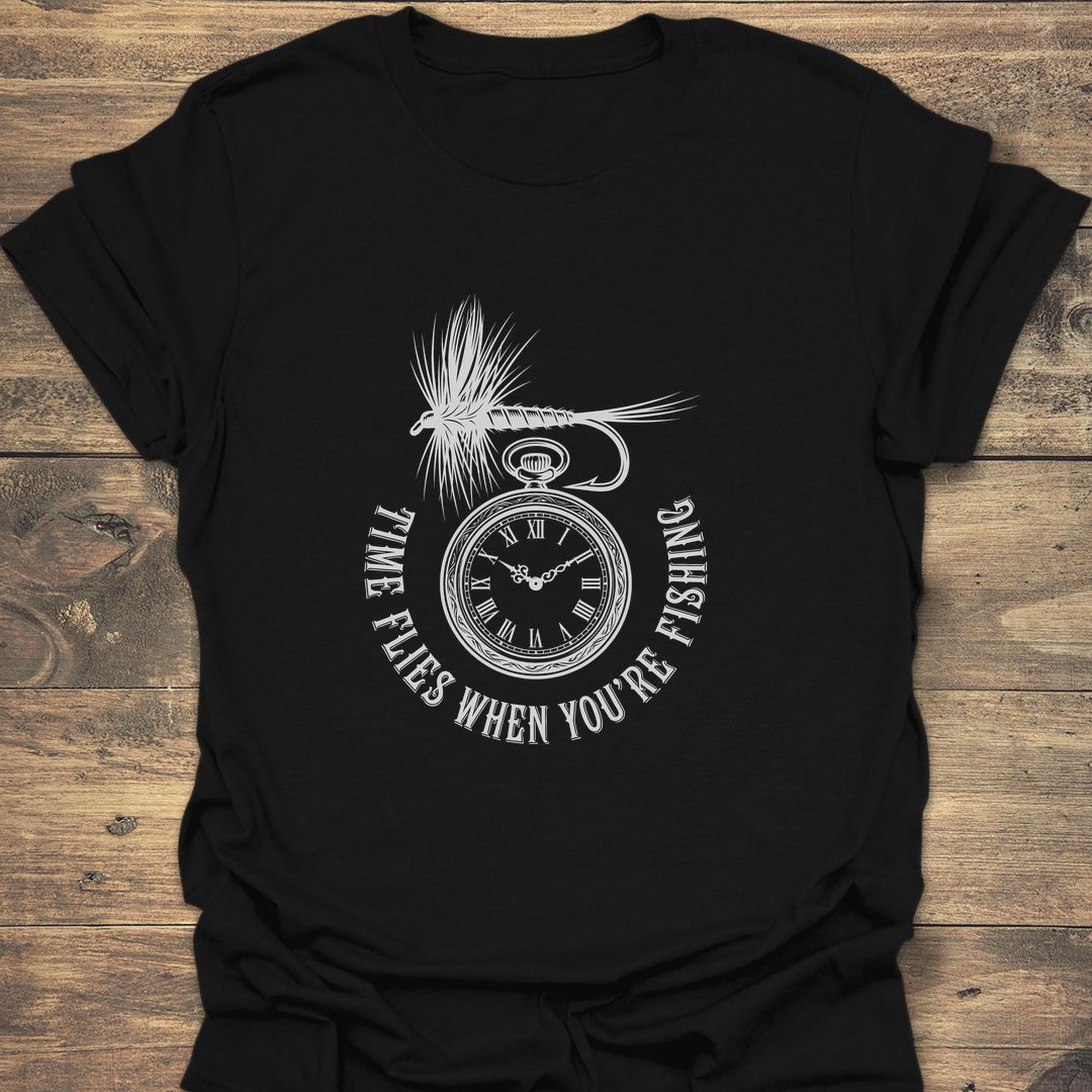 Time Flies When Fishing - Black t-shirt