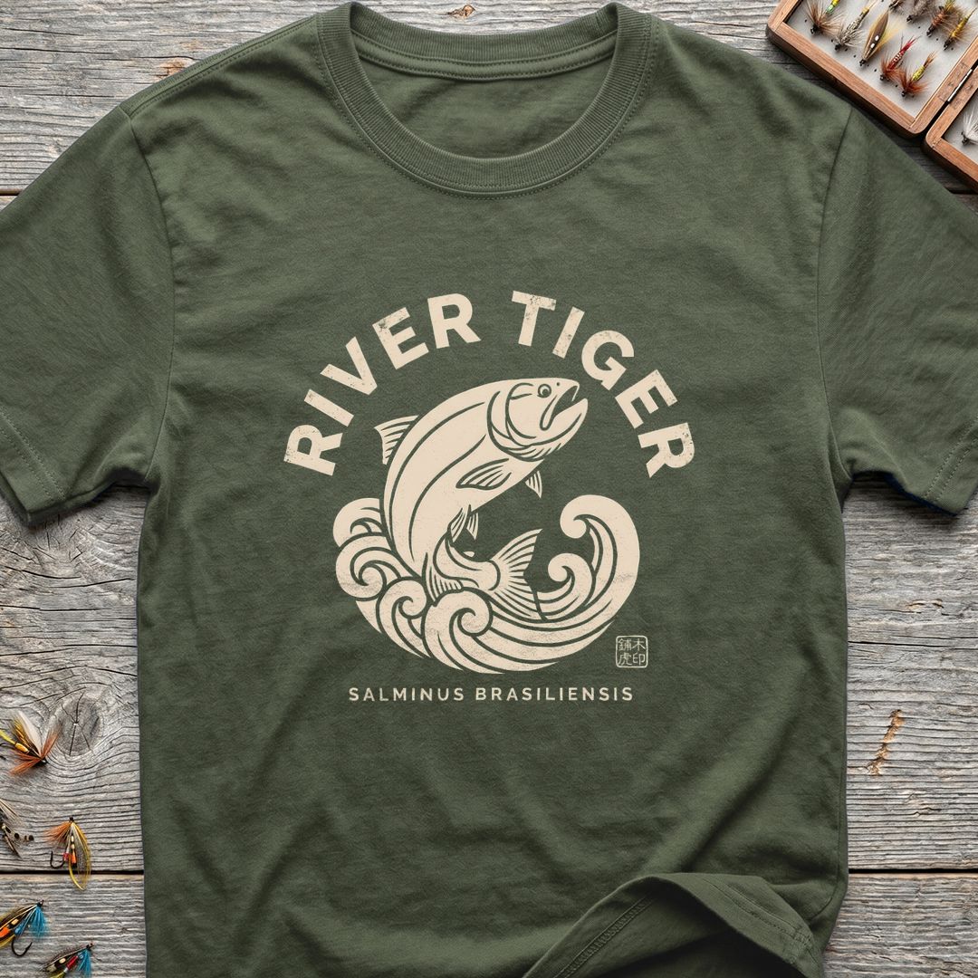 River Tiger Golden Dorado - Military Green t-shirt