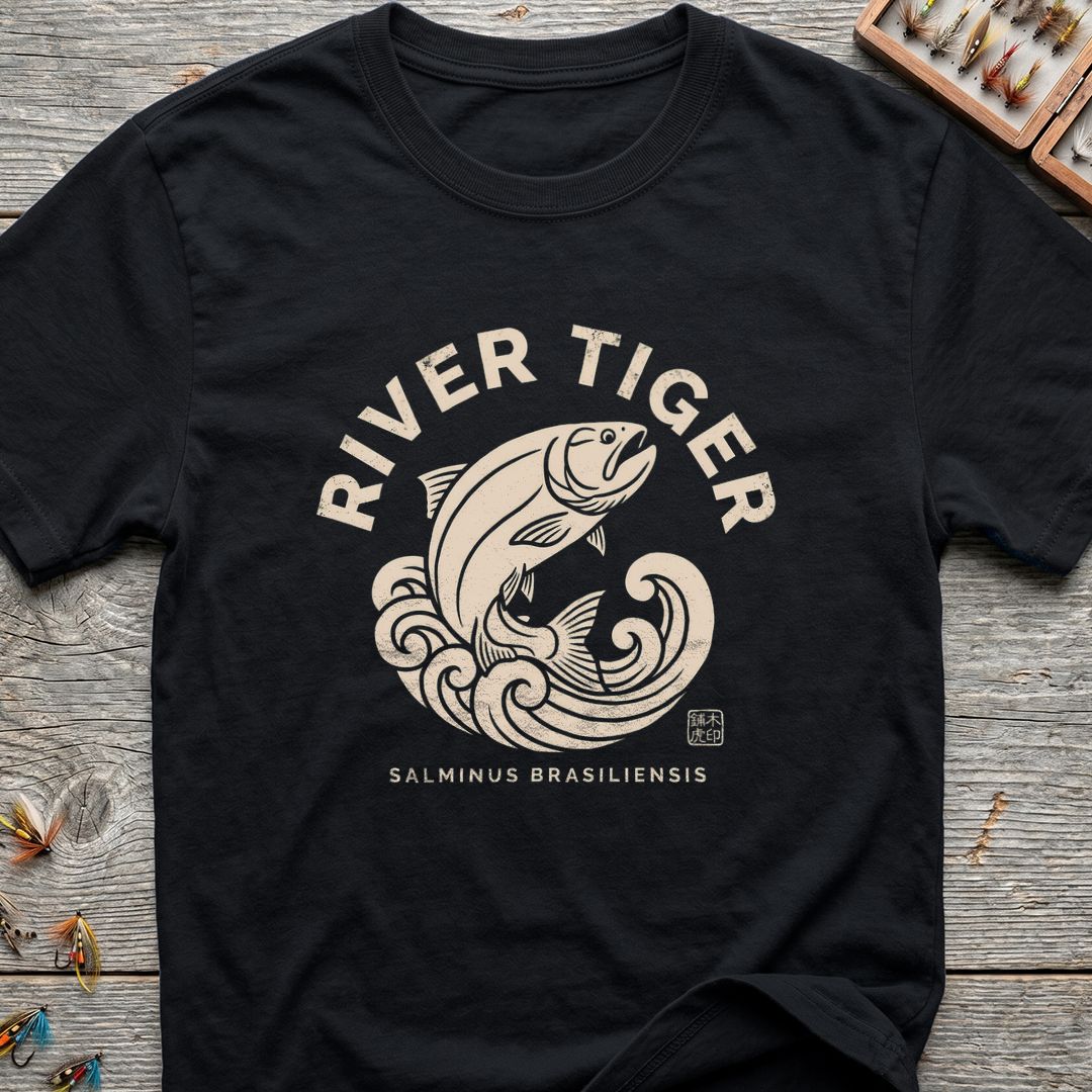 River Tiger Golden Dorado - Black t-shirt