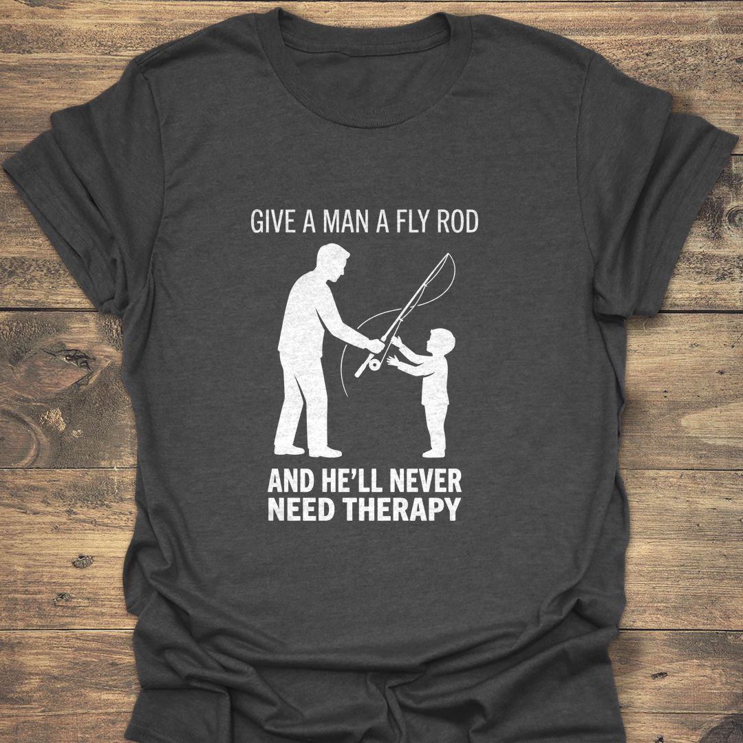 Fly Rod Beats Therapy - Dark Heather t-shirt