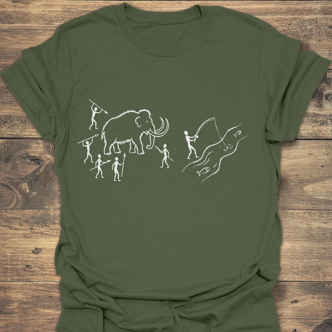 Cave Fishing While Others Hunt - Military Green t-shirt