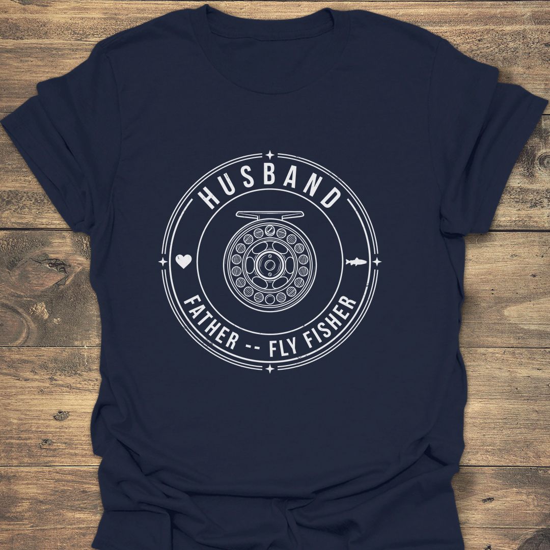 Husband Father Fly Fisher - Navy t-shirt