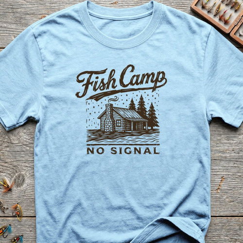 Fish Camp No Signal - Light Blue t-shirt