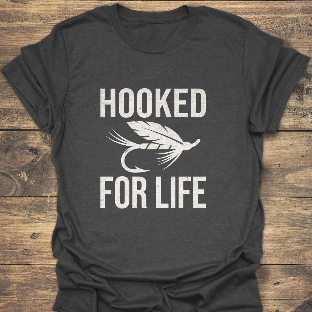 Hooked For Life - Dark Heather t-shirt