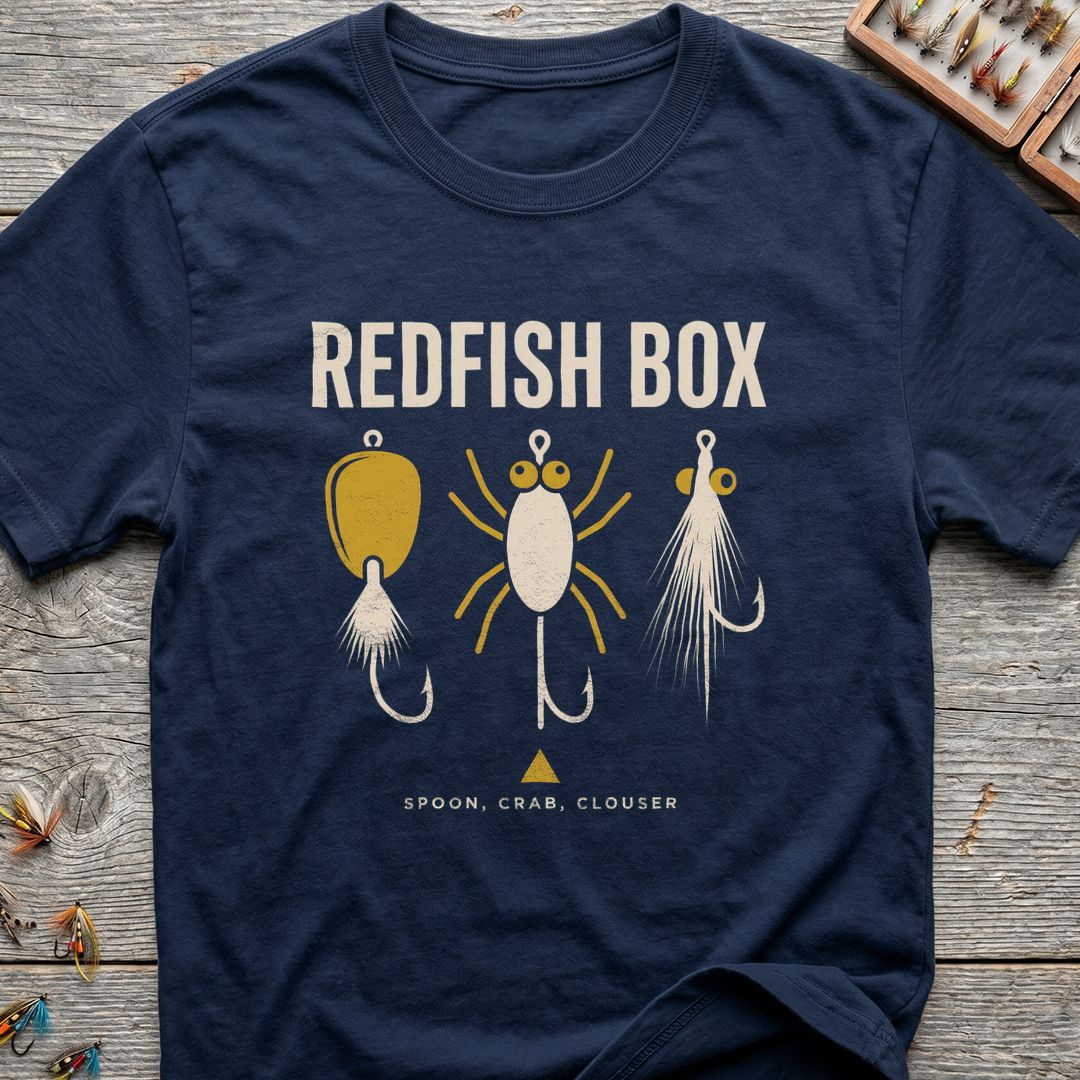 Redfish Box Fly Trio - Navy t-shirt