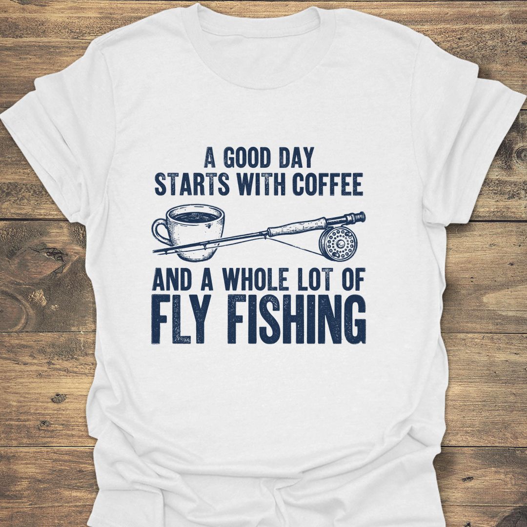 Coffee And Fly Fishing - White t-shirt