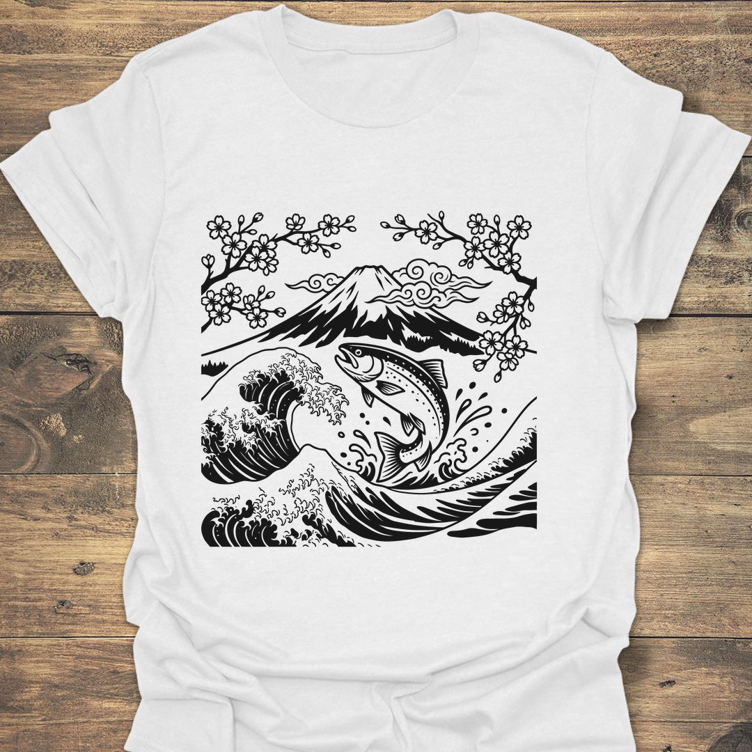 Leaping Trout Great Wave - White t-shirt