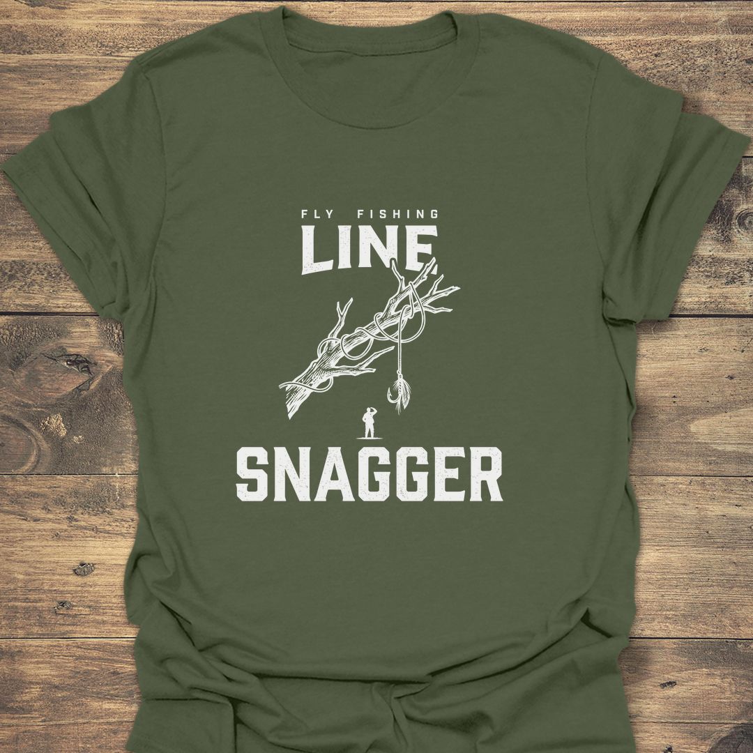 Fly Fishing Line Snagger - Military Green t-shirt