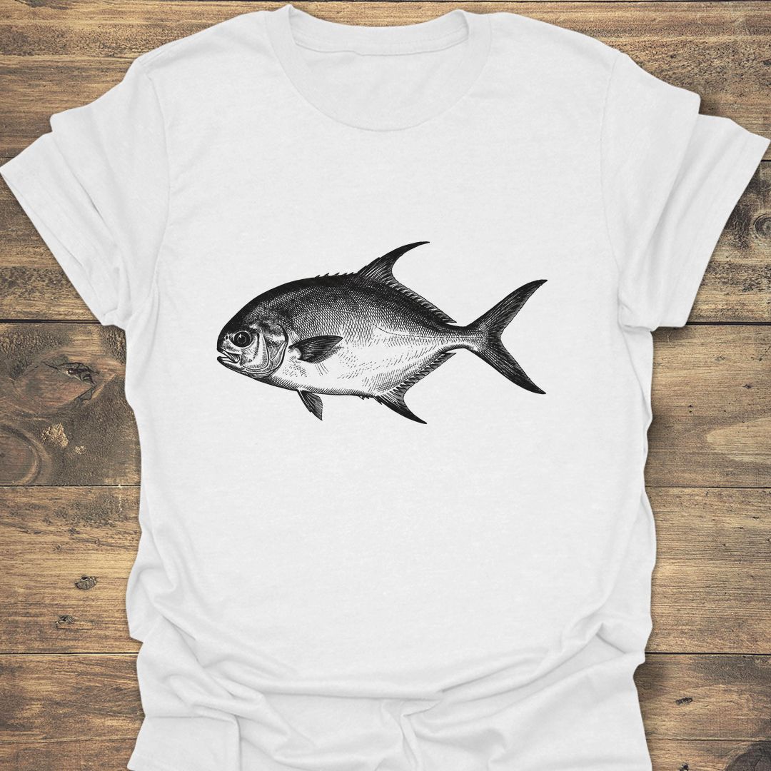 Permit Fly Fishing Art - White t-shirt